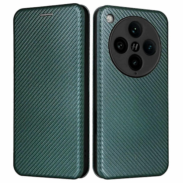 til Oppo Find X8 Pro 5G Etui Kulfibertekstur Stødsikkert PU Læder Telefoncover - Grøn-Perfet Green