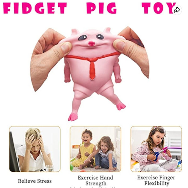 Squishy Toy Pink Pig ， Uusi ja söpö pehmolelu, vaaleanpunainen possu lahja, sopii lapsille ja aikuisille, hauska sian ja miehen aistipaine - Perfet 20*20