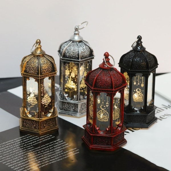 Studiebelysning Lampe Batteridrevet islamsk lykt muslimsk Ramadan Eid Led lys arabisk - Perfet