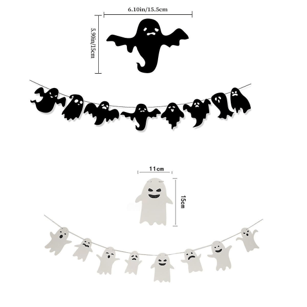 2kpl Halloween-bannerit lippukoriste, luuranko haamuriippuva koriste - Perfet white white