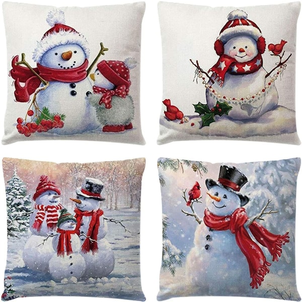 Christmas Snowman Putetrekk 18 x 18 tommer sett med 4 - Perfet