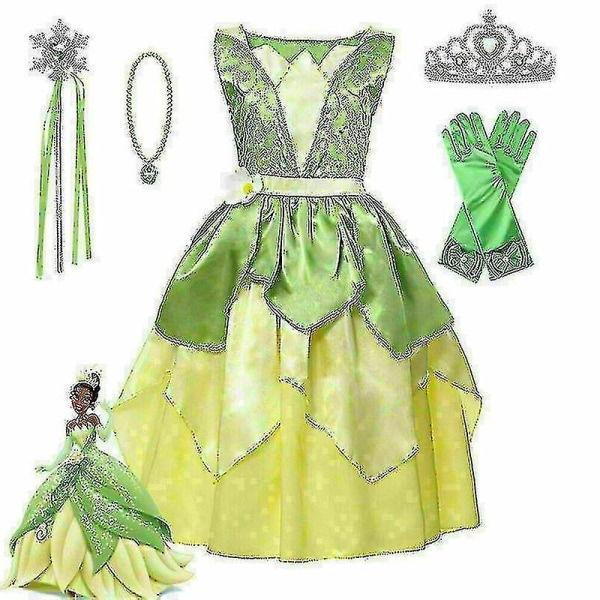 Piger Tiana Fancy Dress Princess and The Frog Kids Xmas Party - Perfet only one dress