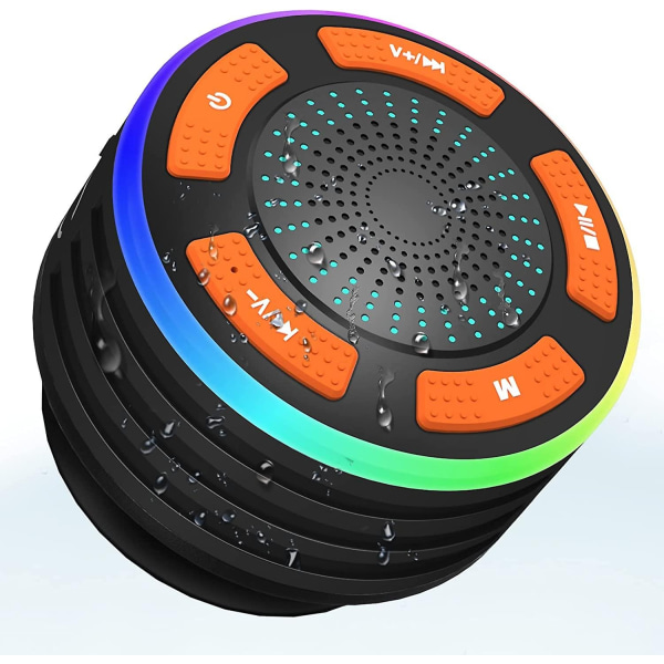 Bluetooth högtalare, Duschhögtalare, Led färgglada lampor, Fm-radio, Sugkoppar, Ipx7 Wat - Perfet