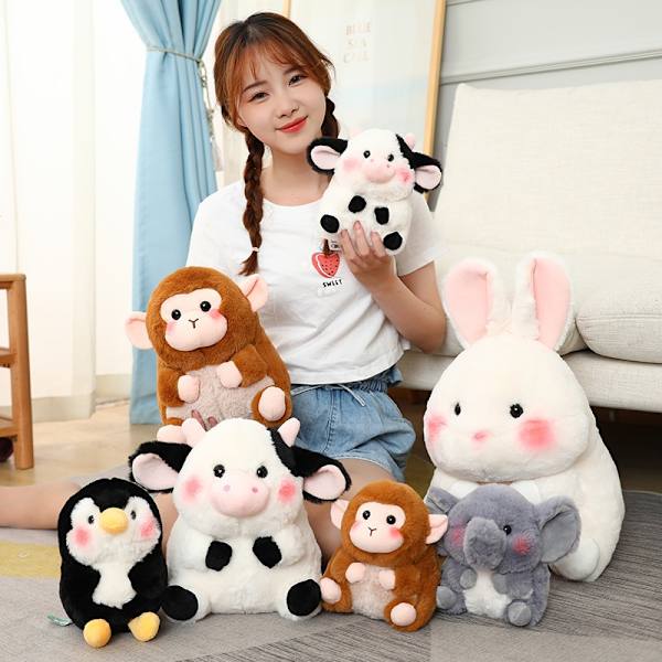 18/40 cm tegnefilm Anime Familie Ko & pingvin & elefant & gris & kanin Plyslegetøj til børn Blød dukke Baby Forkælelseslegetøj Julekanin - Perfet rabbit 28cm