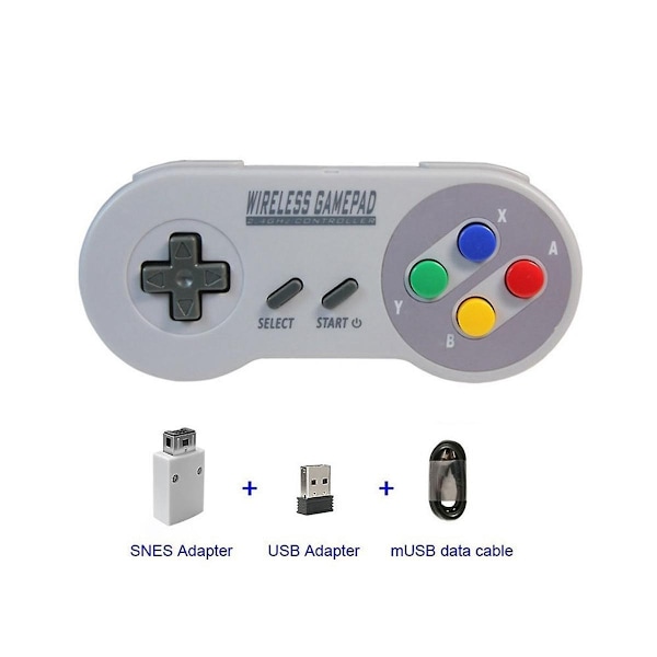 Trådløs spillkontroller 2.4G Gamepad Joypad Joystick Kompatibel med SNES Mini PC Windows NS Switch-Perfet 0 0