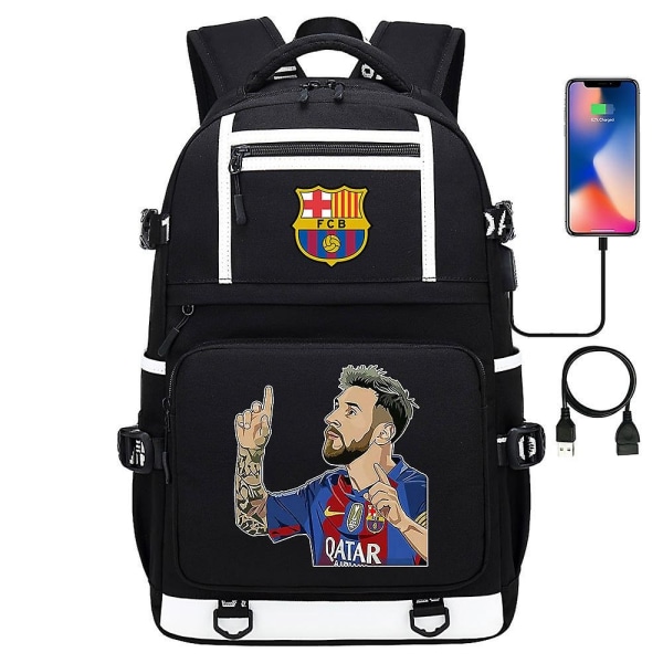 Messi Barcelona printet rygsæk rejsetaske Student skoletaske Vandtæt computertaske33 - Perfet