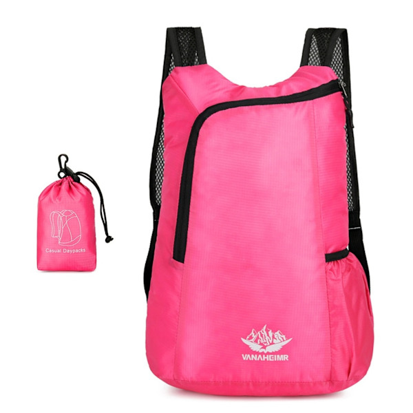 Vaelluspäiväreppu Ultrakevyt pakattava reppu vedenpitävä kokoontaitettava matkapäiväreppu ulkoleirin kiipeilyyn - Perfet Hot Pink