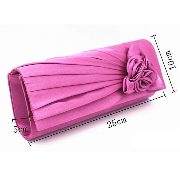 Satin Clutch Veske for Damer med Rose - Perfekt for Kveldsbryllup, Fest, Prom og Brudeveske Purple