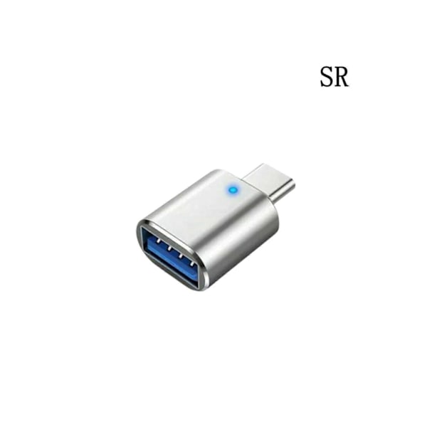 LED USB-C 3.1 Hane till USBA Hona Adapter Konverter OTG Typ C Android Mobiltelefon-Perfekt Sliver 1pcs