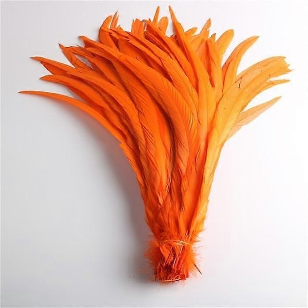 50 stk. Naturlige Kyllingehale Fjer 25-40 cm / 10-16 tommer Tøjdekoration Sceneoptræden Hanehale Fjer Plume-Perfet orange 30-35cm