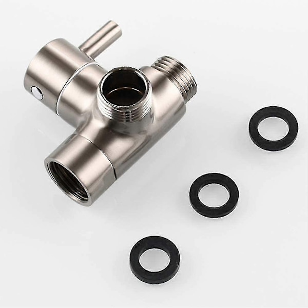 Dusjarm Omleder Ventil, Baderom Messing G1/2 3-veis Dusjsystem Komponent Erstatning for Håndholdt Fast Spray Dusjhode A-Perfet brushed