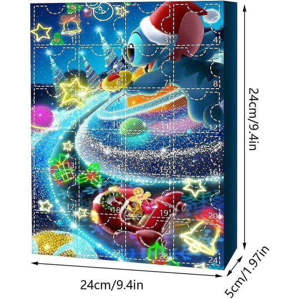 Anime Stitch jul adventskalender kompatibel för barn 24 dagars julnedräkning 24 st tecknade leksaker prydnad B Set