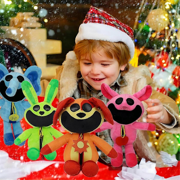 8 stk. Hoppy Plys Smilende Kryb Plysdyr - Perfekt