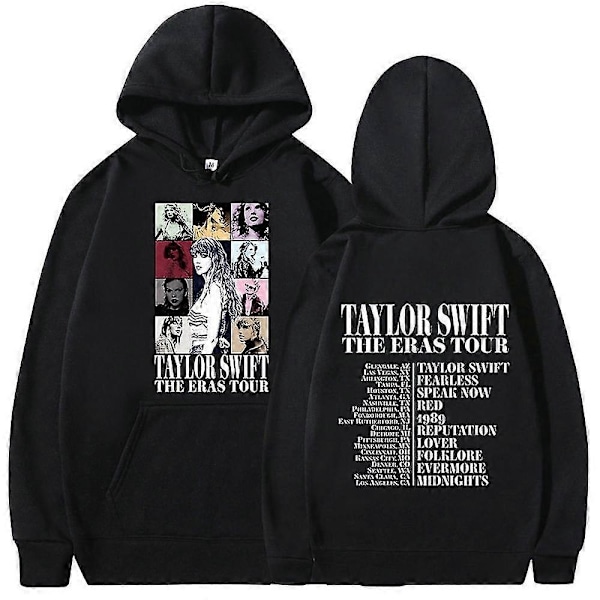 Unisex Taylor Swift Time Journey Hoodie Tröja med huva Casual Skjorta-Perfet black M