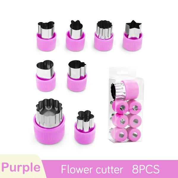 Vegetable Fruit ter Stainless Steel Flowers Cartoon Shape - Perfet 8pcs-Purple