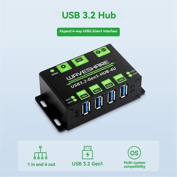 USB3.2 HUB 4U Udvidet 4-vejs USB 3.2Gen1 Interface 5Gbps Industriel Grade HUB Adapter Kompatibel med w-Perfet