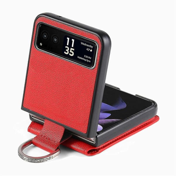 Läderfodral med Litchi-textur Kompatibelt med Motorola Razr 40-Perfet Red