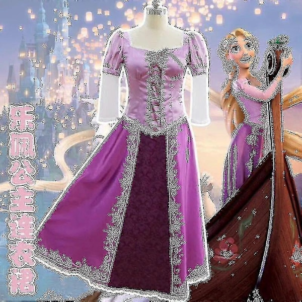 Voksen Pige Rapunzel Fastelavnskostume Tangled Rapunzel Kostume Kvinders Lilla - Perfekt only dress S