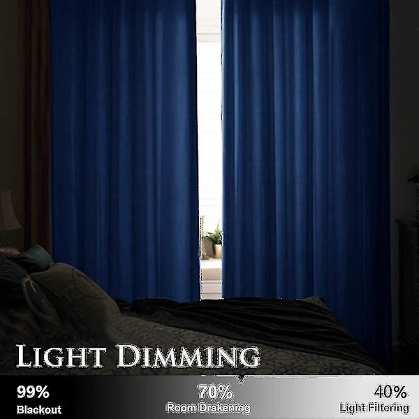 Luksuriøse termisk isolerede gardiner, tykke, solide, effektive mørklægningsgardiner - Perfekt Royal Blue W 39x H 55 100cm*140cm
