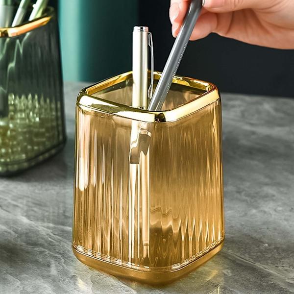 Meikkiharjatelineen organizer, kosmeettinen meikkiharjatelineen kuppi työpöydälle Light luxury green