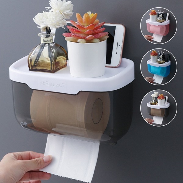 Vedenpitävä seinäteline WC-paperiteline Hylly WC-rulla - Perfet Blue L