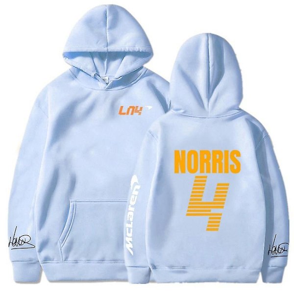 Mclaren F1 Hoodie Lando Norris 4 Bogstav Tryk Herre- og Dame Sweatshirt Efterår/vinter Casual Fashion Street Stor Hoodie-Perfet light blue M