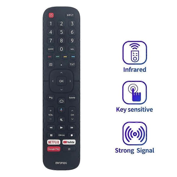 ERF2F60G Ersättningsfjärrkontroll Kompatibel med Smart Android TV 9.0 Pie 32A56E 40A56E (utan Röstfunktion) - Perfekt