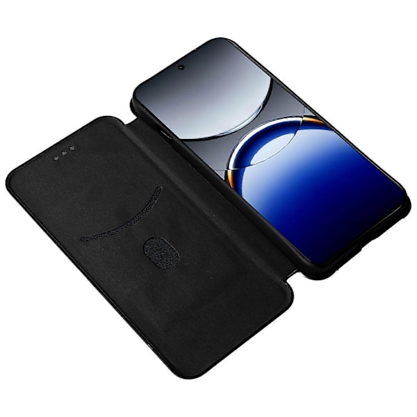 til Oppo Find X8 Pro 5G Etui Kulfibertekstur Stødsikkert PU Læder Telefoncover - Sort-Perfet Black