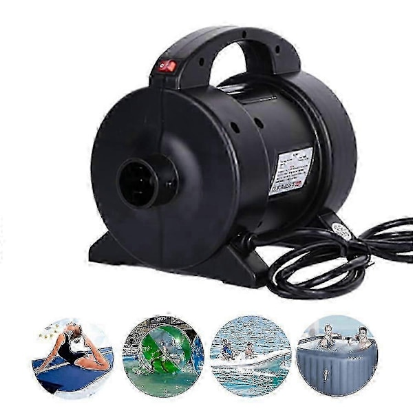 Bærbar 1600W Elektrisk Pumpe Luftmadrasspumpe Rask Oppblåsing Elektrisk Luftpumpe Inflator Deflator med 2 Dyser Kompatibel med Luftmadrass Flåte - Perfekt