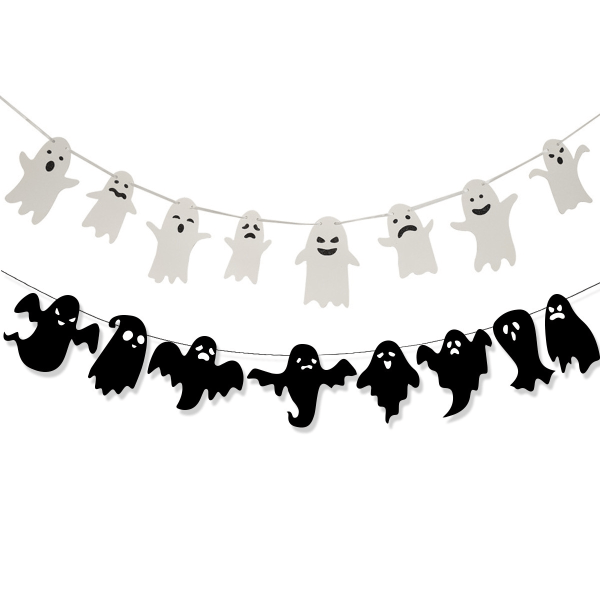 2kpl Halloween-bannerit lippukoriste, luuranko haamuriippuva koriste - Perfet white black