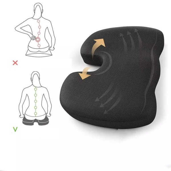 Ortopedisk sittdyna med memory foam och kylande gel - Perfet black