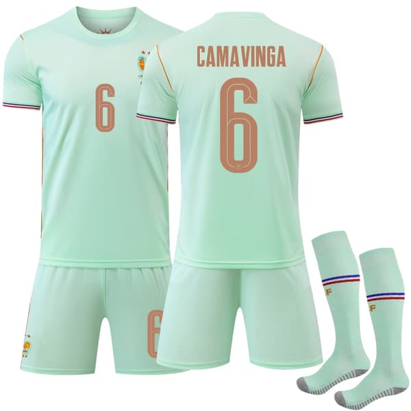 VM 2026 Frankrig Udebanetrøje Sæt (Inkl. Strømper) Børne-/Voksenstørrelse 6 CAMAVINGA No.6 CAMAVINGA 26