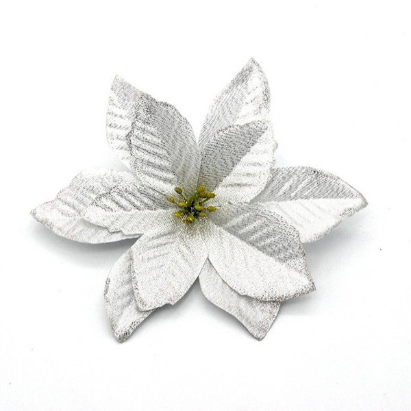 24 stk 15cm juleblomst juletræspynt - Perfet silver
