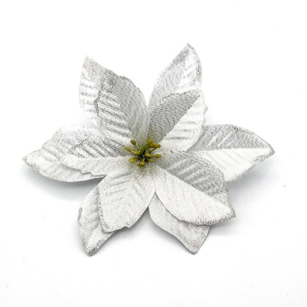 24 stk 15cm juleblomst Juletrepynt - Perfet silver