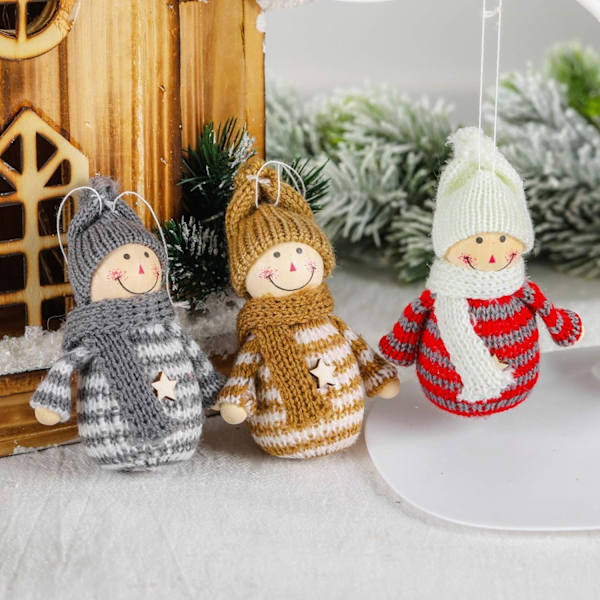 6-pack Christmas Snowman Doll Pendel (röd, grå, brun)
