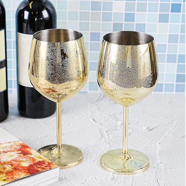 500ml Stora Vinglas i Rostfritt Stål, Okrossbara Metalldricksglas, Bägare -hao-Perfet silver