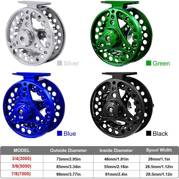 5/6 Silver All Metal Fishing Rulle Flugfiske Rule All Aluminium Legering Metall Flugfiske Rulle - Perfet
