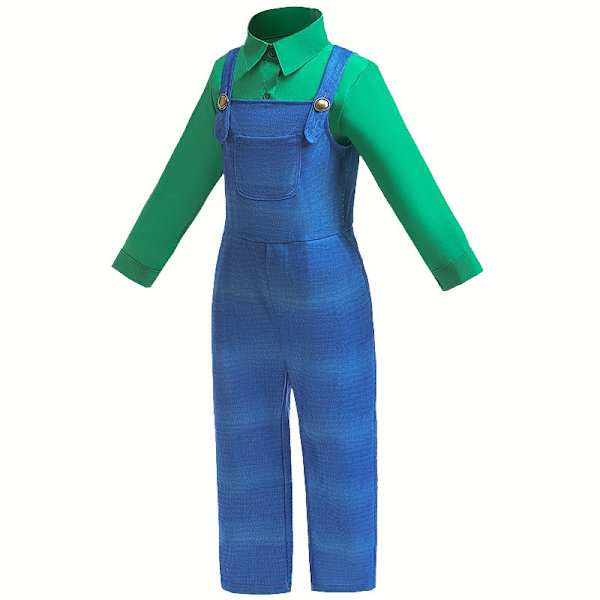 Super Mario kostym Halloween Cosplay kostym för barn Super Brothers kostym outfit - Perfet Green 90cm