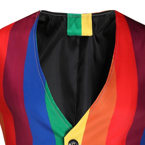 Allthemen Mens Casual Rainbow Stripes Slim Vest - Perfet M