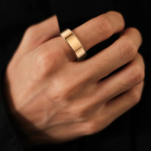 Smart Ring Fitness Health Tracker Titanium Alloy Finger Ring F- Perfet Gold 20.6mm