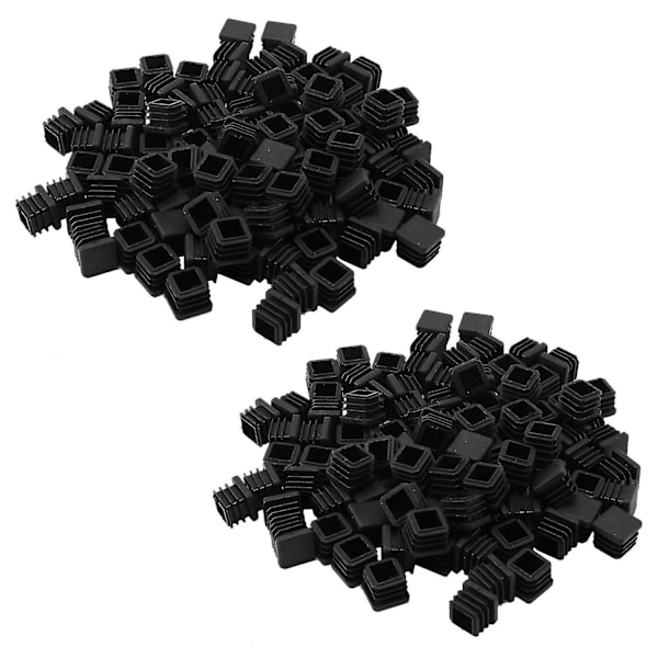200 stk. Plastfirkantede Rørindsatser Endekapsler 20mm X 20mm Sort - Perfekt