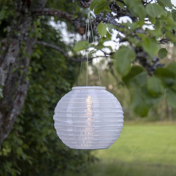Solcellelampe riskuglelanterne 25 cm hvid - Perfet Vit