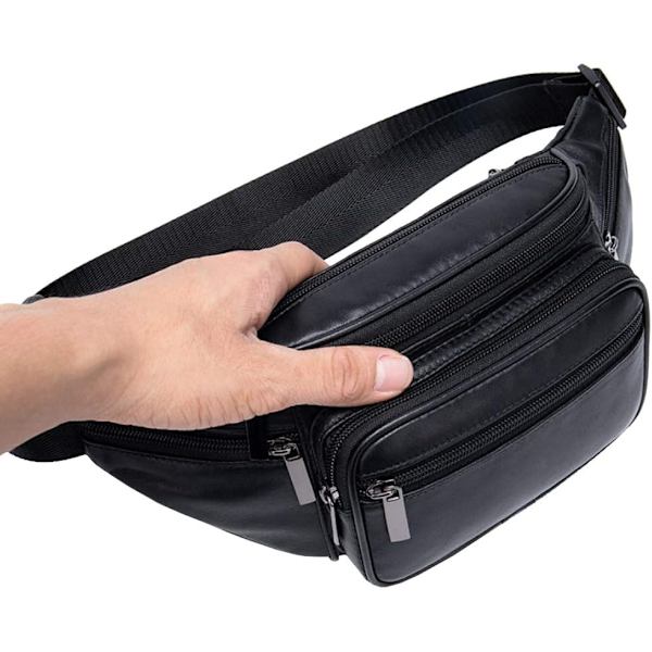 Læder Fanny Pack taljetaske til mænd Kvinder Rejse Vandreture Løb - Perfet