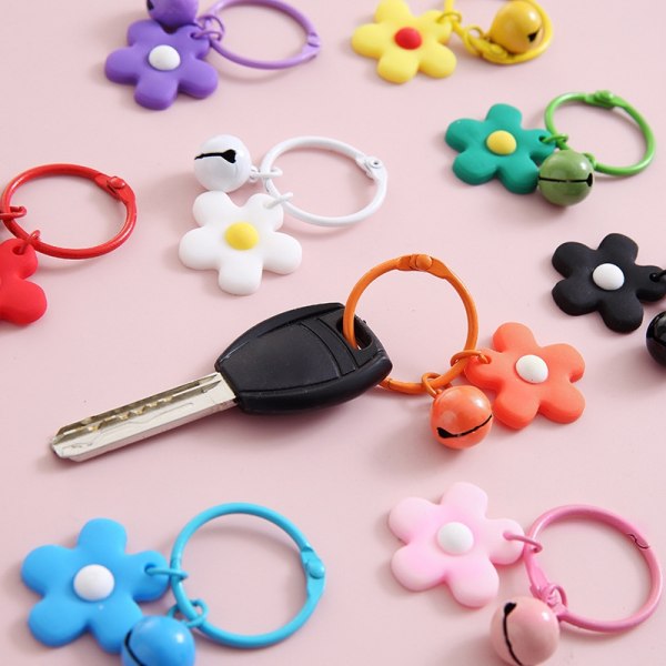 nytt mode liten godisblomma nyckelring för kvinnor flicka Bell Key - Perfet Blue