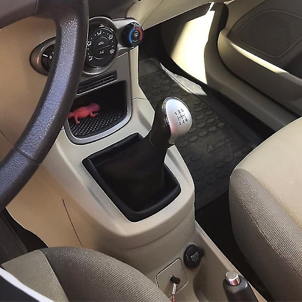 Växelspaksknopp, dammskydd, fodral, krage för Ford Fiesta 2008 2009 2010 2011 2012 - 5/6-växlad manuell - Perfekt 5 Speed Silver
