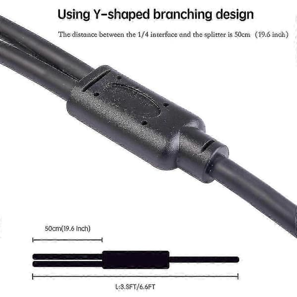 1 Xlr 3-pin hannplugg til 2x 6,35 mm Ts hann mono plugg mikrofon lydkabel-Perfekt 2m