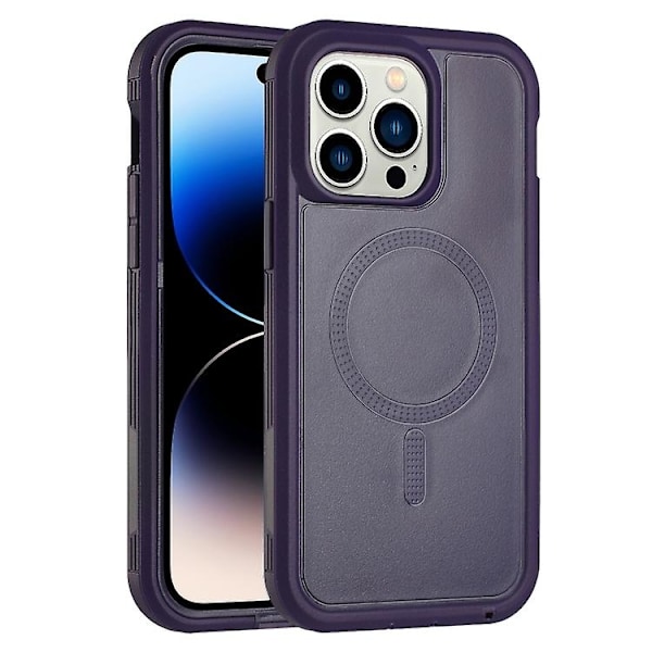Kompatibel med iPhone 13 Pro Max Defender Series XT MagSafe Magnetisk PC + TPU Stødsikkert Telefoncover - Perfekt Dark Purple