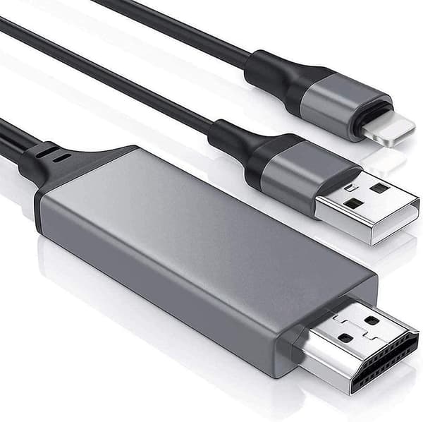 Lightning til HDMI Kabel Adapter Kompatibel med iPhone, 1080p Digital Synkroniserings Display Audio Video Adapter med - Perfet Black