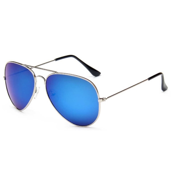 Store pilotbriller Sølvblått Speilglass + Senil ledning - Perfet silver