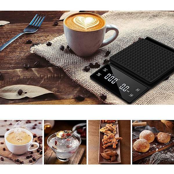 Kaffevægt med timer 3kg/0,1g Multifunktionel køkkenvægt - Perfet